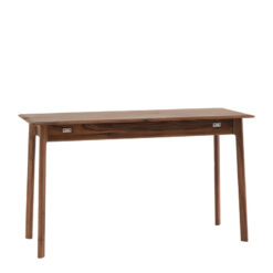 Rustic Scandi Japandi Walnut Dark Brown Wood 1 Drawer Desk Dressing Table 130cm