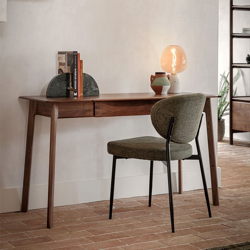 Rustic Scandi Japandi Walnut Dark Brown Wood 1 Drawer Desk Dressing Table 130cm Rustic Scandi Japandi Walnut Dark Brown Wood 1 Drawer Desk Dressing Table 130cm