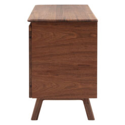 Rustic Scandi Japandi Walnut Dark Brown Wood 2 Door Small Sideboard 116cm