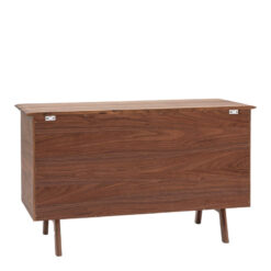 Rustic Scandi Japandi Walnut Dark Brown Wood 2 Door Small Sideboard 116cm