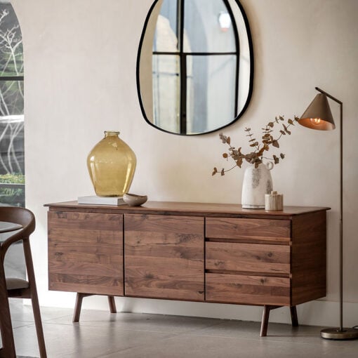 Rustic Scandi Japandi Walnut Dark Brown Wood 3 Drawer 2 Door Large ...