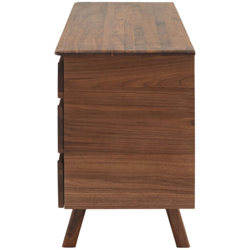 Rustic Scandi Japandi Walnut Dark Brown Wood 3 Drawer 2 Door Large Sideboard 171cm