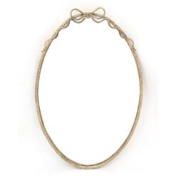 Antique Gold Hammered Metal Large Oval Wall Mirror With A Bow 94cm