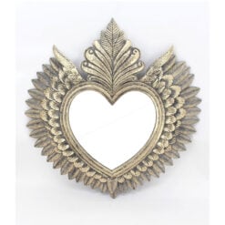 Antique Gold Metal Feathered Winged Sacred Heart Large Wall Mirror 102cm