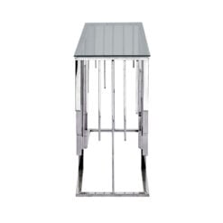 Art Deco Silver Chrome Metal And Smoked Glass Console Table Hallway Table 120cm
