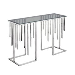 Art Deco Silver Chrome Metal And Smoked Glass Console Table Hallway Table 120cm