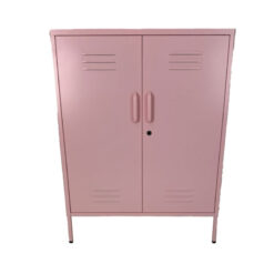 Boho Industrial Baby Pink Metal Locker Style 2 Door Cabinet 102cm