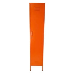 Boho Industrial Burnt Orange Metal Locker Style 1 Door Narrow Tall Cabinet Wardrobe 180cm