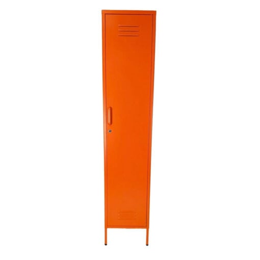 Boho Industrial Burnt Orange Metal Locker Style 1 Door Narrow Tall Cabinet Wardrobe 180cm