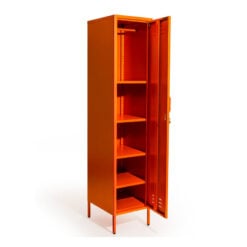 Boho Industrial Burnt Orange Metal Locker Style 1 Door Narrow Tall Cabinet Wardrobe 180cm