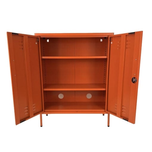 Boho Industrial Burnt Orange Metal Locker Style 2 Door Cabinet 102cm Boho Industrial Burnt Orange Metal Locker Style 2 Door Cabinet 102cm