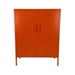 Boho Industrial Burnt Orange Metal Locker Style 2 Door Cabinet 102cm
