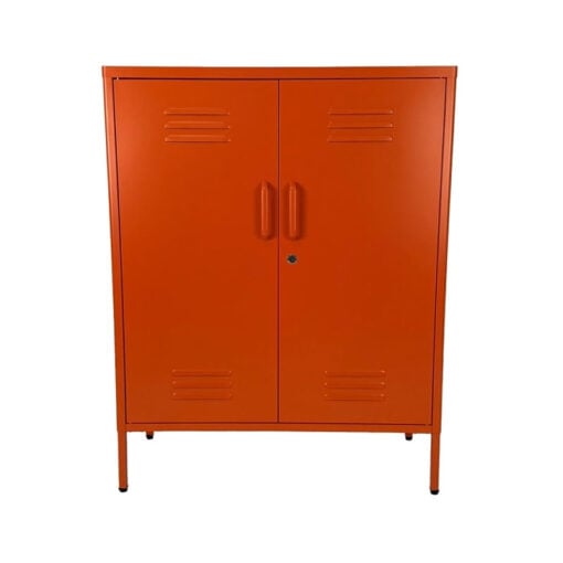 Boho Industrial Burnt Orange Metal Locker Style 2 Door Cabinet 102cm Boho Industrial Burnt Orange Metal Locker Style 2 Door Cabinet 102cm