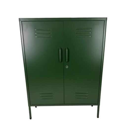 Boho Industrial Green Metal Locker Style 2 Door Cabinet 102cm Boho Industrial Green Metal Locker Style 2 Door Cabinet 102cm