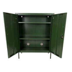 Boho Industrial Green Metal Locker Style 2 Door Cabinet 102cm