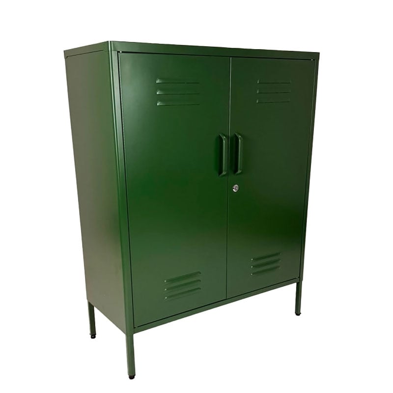 Boho Industrial Green Metal Locker Style 2 Door Cabinet 102cm Boho Industrial Green Metal Locker Style 2 Door Cabinet 102cm