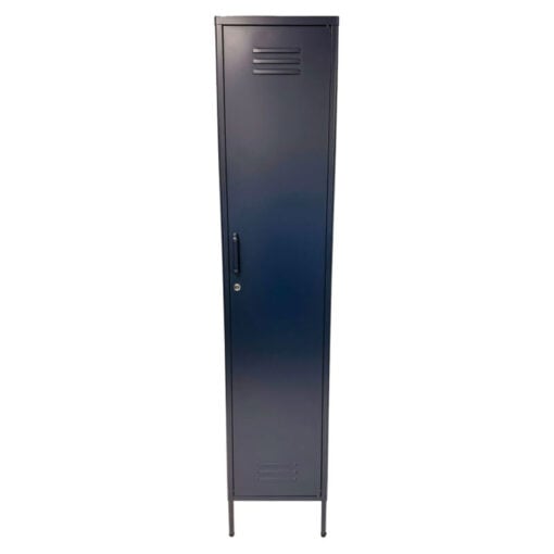 Boho Industrial Navy Blue Metal Locker Style 1 Door Narrow Tall Cabinet Wardrobe 180cm Boho Industrial Navy Blue Metal Locker Style 1 Door Narrow Tall Cabinet Wardrobe 180cm
