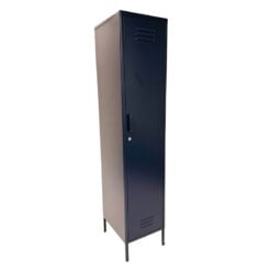 Boho Industrial Navy Blue Metal Locker Style 1 Door Narrow Tall Cabinet Wardrobe 180cm
