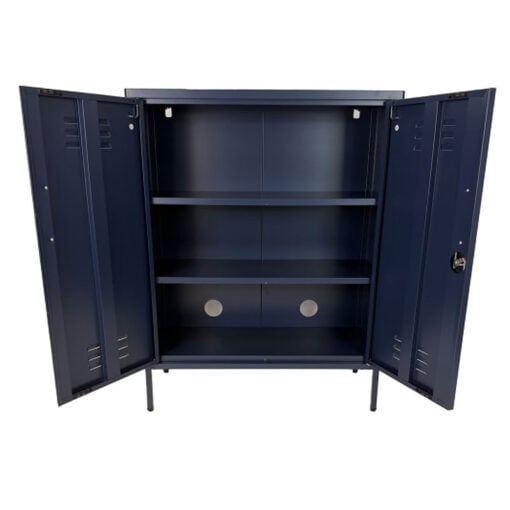 Boho Industrial Navy Blue Metal Locker Style 2 Door Cabinet 102cm Boho Industrial Navy Blue Metal Locker Style 2 Door Cabinet 102cm