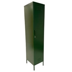Boho Industrial Olive Green Metal Locker Style 1 Door Narrow Tall Cabinet Wardrobe 180cm