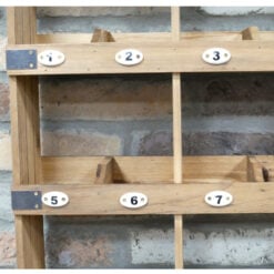 Boho Rustic Solid Light Fir Wood Apothecary Numbered Wall Shelving Unit 55cm