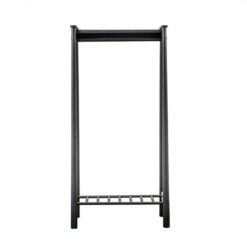 Boho Scandi Japandi Black Oak Wood 2 Tier Open Wardrobe 174cm