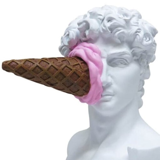 Boho White Resin Bust Of David With Pink Ice Cream Sculpture Statue Home Decor 28cm