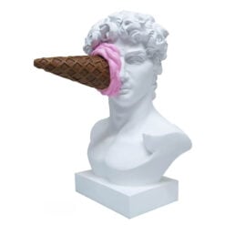 Boho White Resin Bust Of David With Pink Ice Cream Sculpture Statue Home Decor 28cm
