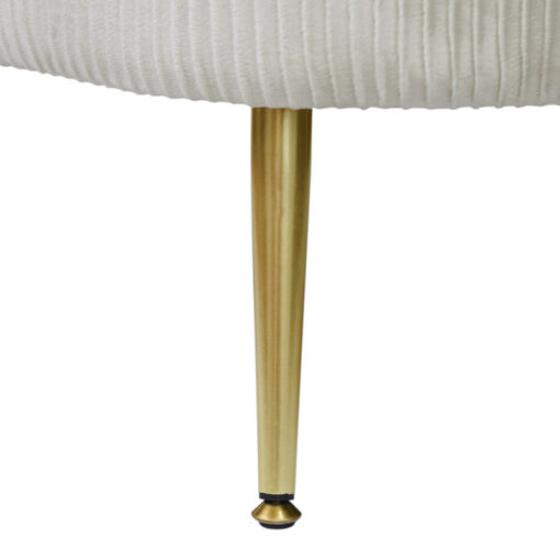 Half Moon Cream Pleated Velvet Bedroom Storage Bench With Gold Legs Ottoman 85cm