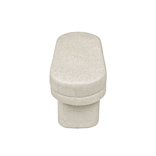 Oval Cream Chenille Upholstered Dressing Room Bedroom Bench Ottoman 112cm