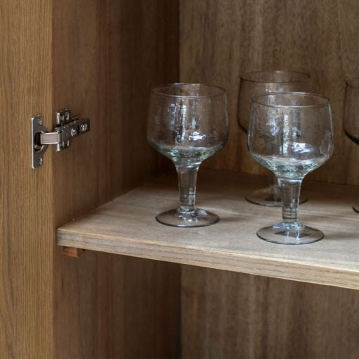 Retro Industrial Panelled Smoked Light Oak Wood And Black Metal 2 Door Drinks Bar Cabinet 160cm