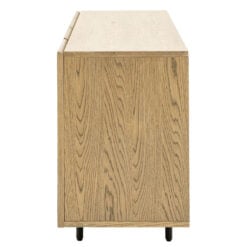 Retro Industrial Panelled Smoked Light Oak Wood And Black Metal 4 Door Large Sideboard 166cm