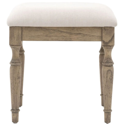 Rustic Country Farmhouse Light Mindy Wood Natural Linen Seat Dressing Stool With Hand Carved Legs Rustic Country Farmhouse Light Mindy Wood Natural Linen Seat Dressing Stool With Hand Carved Legs