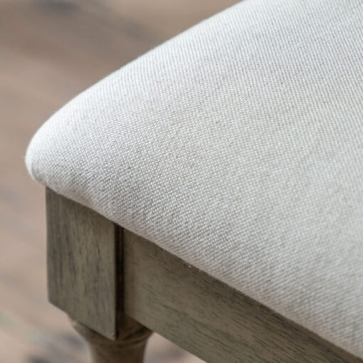 Rustic Country Farmhouse Light Mindy Wood Natural Linen Seat Dressing Stool With Hand Carved Legs Rustic Country Farmhouse Light Mindy Wood Natural Linen Seat Dressing Stool With Hand Carved Legs