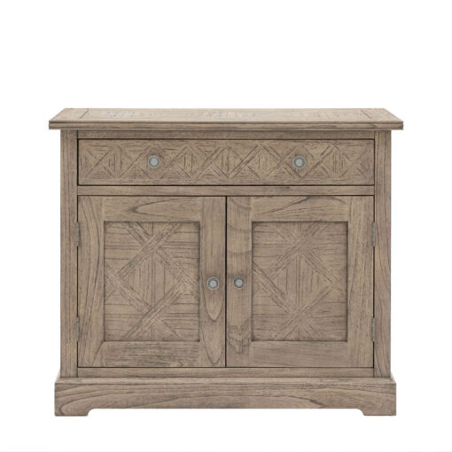 Rustic Country Farmhouse Light Mindy Wood Parquet 1 Drawer 2 Door Small Sideboard Cabinet 96cm