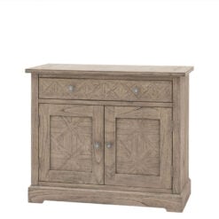 Rustic Country Farmhouse Light Mindy Wood Parquet 1 Drawer 2 Door Small Sideboard Cabinet 96cm