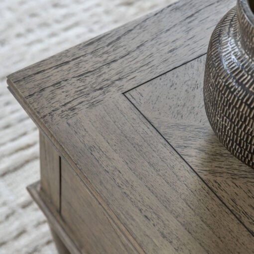 Rustic Country Farmhouse Light Mindy Wood Parquet 1 Push Drawer Large Coffee Table 120cm