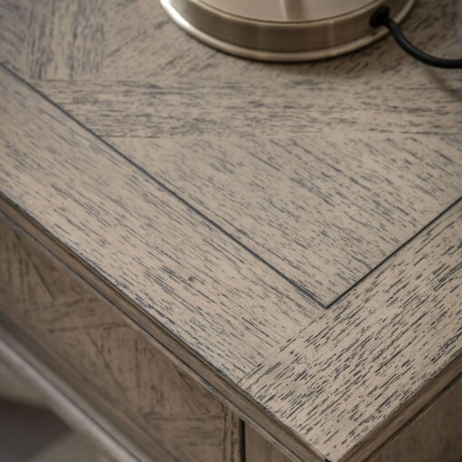 Rustic Country Farmhouse Light Mindy Wood Parquet 2 Drawer 2 Tier Large Console Table 150cm