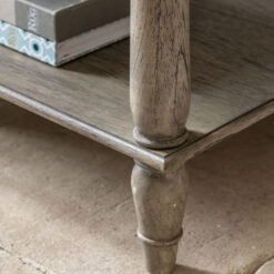 Rustic Country Farmhouse Light Mindy Wood Parquet 2 Drawer 2 Tier Large Console Table 150cm