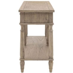 Rustic Country Farmhouse Light Mindy Wood Parquet 2 Drawer 2 Tier Large Console Table 150cm