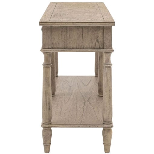 Rustic Country Farmhouse Light Mindy Wood Parquet 2 Drawer 2 Tier Large Console Table 150cm