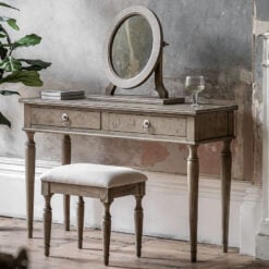 Rustic Country Farmhouse Light Mindy Wood Parquet 2 Drawer Dressing Table 120cm