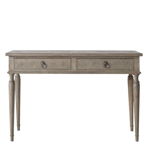 Rustic Country Farmhouse Light Mindy Wood Parquet 2 Drawer Dressing Table 120cm