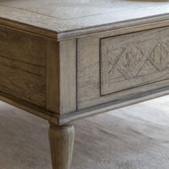 Rustic Country Farmhouse Light Mindy Wood Parquet 2 Drawer Square Coffee Table 90cm