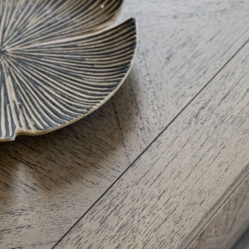 Rustic Country Farmhouse Light Mindy Wood Parquet 2 Drawer Square Coffee Table 90cm