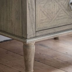 Rustic Country Farmhouse Light Mindy Wood Parquet 5 Drawer Tallboy Chest Of Drawers With Lift Top Vanity Mirror