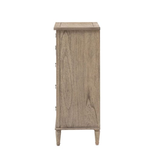 Rustic Country Farmhouse Light Mindy Wood Parquet 5 Drawer Tallboy Chest Of Drawers With Lift Top Vanity Mirror