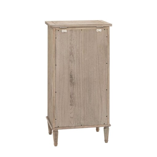 Rustic Country Farmhouse Light Mindy Wood Parquet 5 Drawer Tallboy Chest Of Drawers With Lift Top Vanity Mirror