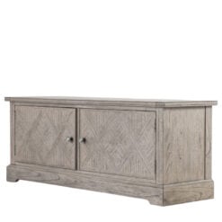 Rustic Country Farmhouse Mindy Wood Parquet 2 Door Large TV Stand Media Unit 130cm