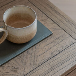 Rustic Country Farmhouse Mindy Wood Parquet 2 Drawer Bedside Cabinet Side Table